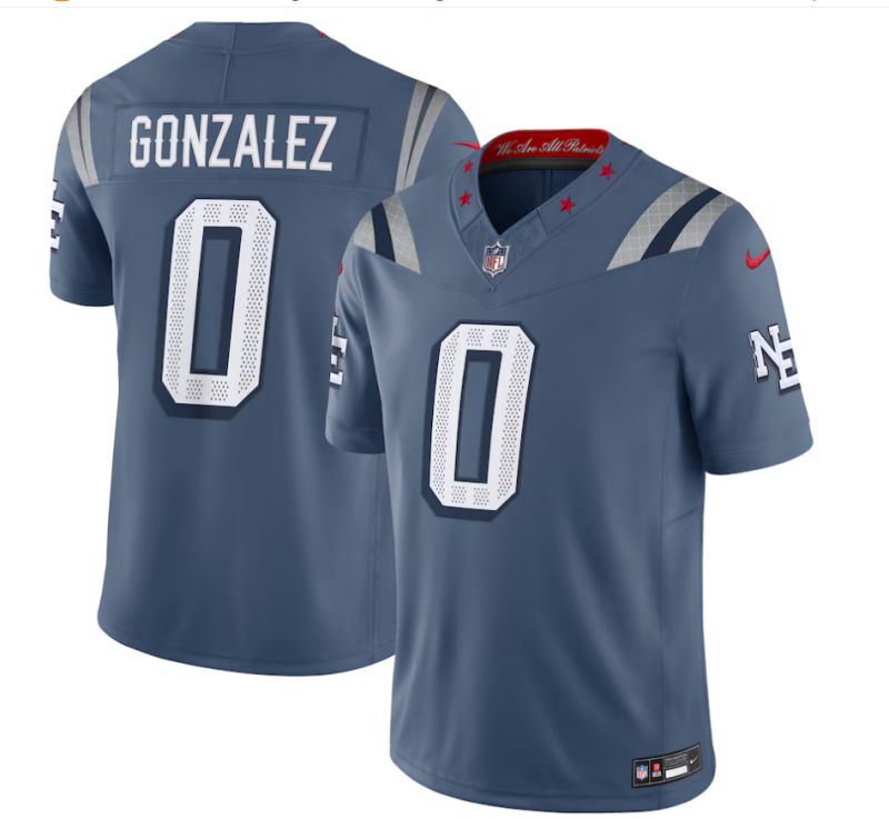 Men 2025 New England Patriots #0 Gonzalez blue 5th generation Throwback Nike Limited NFL Jersey style 01->new england patriots->NFL Jersey